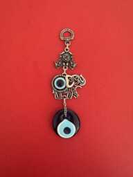 Elephant Evil Eye Wall Hanging, Good Luck Charm For Home, Turkish Nazar Bead Decor, Protection Animal Amulet, Boho Art, New Home Gift - thumbnail 1