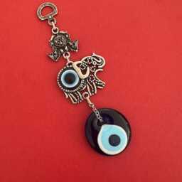 Elephant Evil Eye Wall Hanging, Good Luck Charm For Home, Turkish Nazar Bead Decor, Protection Animal Amulet, Boho Art, New Home Gift - thumbnail 2