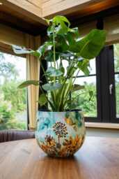 Handmade Floral Metal Plant Pot Lammie Designer Series, Multiple Sizes, D15cm-D33cm