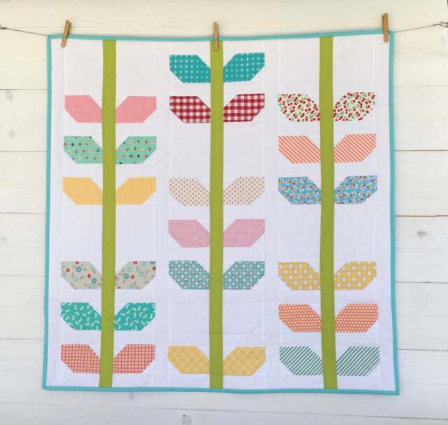 Morning Glory Mini Quilt/Baby Handmade Quilted Wall Hanging/ Modern Quilt/ Blanket/ Play Mat/ Bedding - image 1