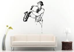 Jazz Sax Saxophone Instrument Tool Band Musical Genre Man Player Wall Decal Vinyl Sticker Mural Room Decor L1143 - thumbnail 1
