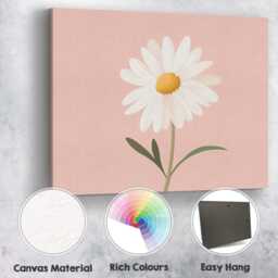 Soft Blush Pink Daisy Floral Scandinavian Wall Art Canvas Print Decor Picture Ready To Hang - thumbnail 2