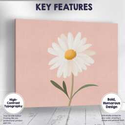 Soft Blush Pink Daisy Floral Scandinavian Wall Art Canvas Print Decor Picture Ready To Hang - thumbnail 1