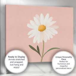 Soft Blush Pink Daisy Floral Scandinavian Wall Art Canvas Print Decor Picture Ready To Hang - thumbnail 3
