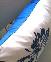 "Cobalt Blue Cardinal Pillow Silkscreened Floral Print, 12"" X 18" - thumbnail 4