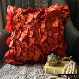 "Designer Orange Throw Pillow Cover 16""x16" - thumbnail 2