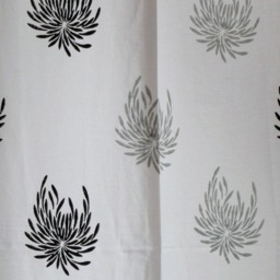 Hand Block Printed Cotton Tab Top Curtains, Loop Curtains, Boho , Bohemian Print, Monochrome - thumbnail 4