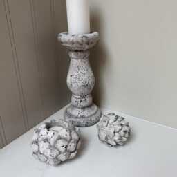 Handcrafted Neutral Ceramic Pillar Candle Stick Holder Stand Rustic Home Accent - thumbnail 3