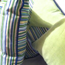 Green & Blue Striped Patchwork Pillows - thumbnail 3