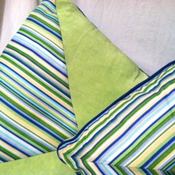 Green & Blue Striped Patchwork Pillows - thumbnail 4