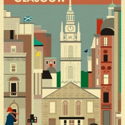 Glasgow Art Skyline Poster Print, Wall Art, Map Scotland Poster, Nursery, Scottish City Print - Style E8-O-Gla - thumbnail 2