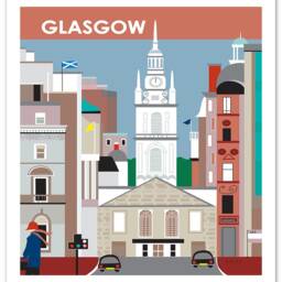 Glasgow Art Skyline Poster Print, Wall Art, Map Scotland Poster, Nursery, Scottish City Print - Style E8-O-Gla - thumbnail 3