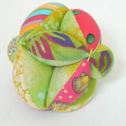 Baby Clutch Grab Ball, Tropical Beach Themed, Shower Gift, Toddler Montessori Soft Toy, Handmade Kids Sectioned Toy - thumbnail 3