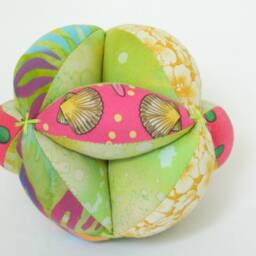Baby Clutch Grab Ball, Tropical Beach Themed, Shower Gift, Toddler Montessori Soft Toy, Handmade Kids Sectioned Toy - thumbnail 2