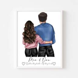 Personalised Couple Print, Valentines Day Gift, Portrait, Anniversary Gift For Girlfriend, Boyfriend - thumbnail 1