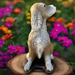 Stone Cocker Sculpture Concrete Spaniel Statue Outdoor Dog Decoration Handmade Ornament Front Door Figurine Dog Lover Gift - thumbnail 3