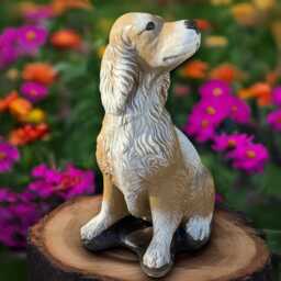 Stone Cocker Sculpture Concrete Spaniel Statue Outdoor Dog Decoration Handmade Ornament Front Door Figurine Dog Lover Gift - thumbnail 1