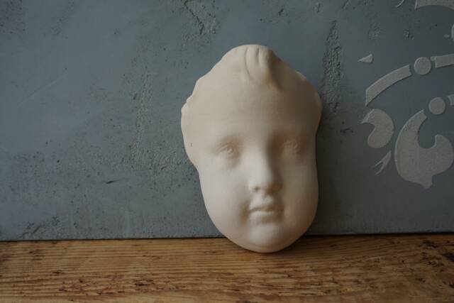 White Wall Art Ceramic Cherub Sculpture/Vintage French Boy Head Home Decor - image 1