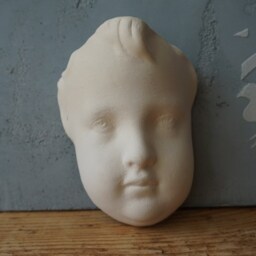 White Wall Art Ceramic Cherub Sculpture/Vintage French Boy Head Home Decor - thumbnail 2