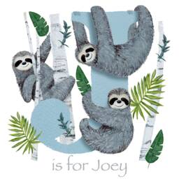 Sloth Letter Print Children Kids Initial Wall Art Illustration Personalised Name Frame Nursery Bedroom Decor New Baby Girl Painting Gift - thumbnail 2
