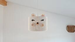 Teddy Bear Lampshade Kids Room Chandelier With Pompoms