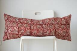 Block Print Lumbar Pillow Cover Floral Batik Textile, Boho Farmhouse Decor - thumbnail 1