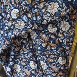 Blanket 110x150cm - Handmade in France Floral Blockprint Cotton - thumbnail 3