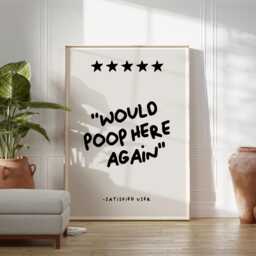 Would Poop Here Again 5 Star Review Print Wall Art, Bathroom Toilet Art Poster, Funny Retro 2726 - thumbnail 3