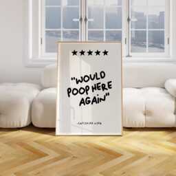 Would Poop Here Again 5 Star Review Print Wall Art, Bathroom Toilet Art Poster, Funny Retro 2726 - thumbnail 2