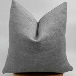 Soft Gray Linen Throw Pillow Cover, Decorative Pillowcase, Textured Cushion Cover, 20x20 - thumbnail 4