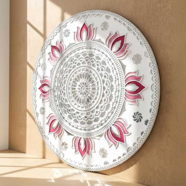 Lippan Art Lotus Mandala, Pink Mirror Wall Decor - 80cm - image 1