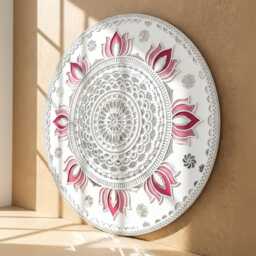 Lippan Art Lotus Mandala, Pink Mirror Wall Decor - 80cm - thumbnail 1