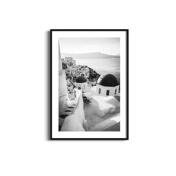 Santorini Black & White Photography - Greek Island Coastal Art Print - thumbnail 3