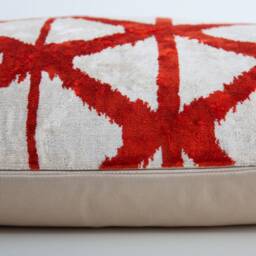 Silk Velvet Ikat Pillow Cover - Coral Covers - thumbnail 3