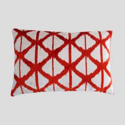 Silk Velvet Ikat Pillow Cover - Coral Covers - thumbnail 2