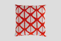 Silk Velvet Ikat Pillow Cover - Coral Covers - thumbnail 1