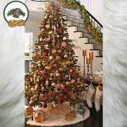 Classic Faux Fur Christmas Tree Skirt - Shaggy Shag Sheepskin Round White & Off By Accents Usa - thumbnail 2