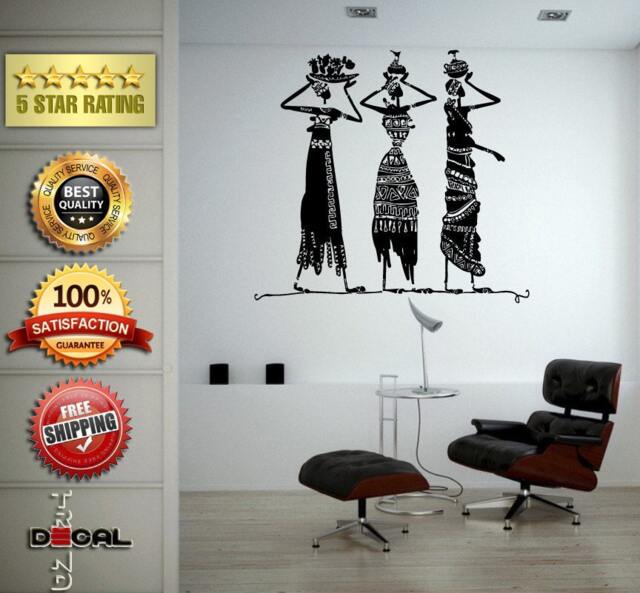 Three African Girls Woman Tribe Dancing Wall Window Sticker Decal Vinyl Silhouette Decor L1876 - image 1