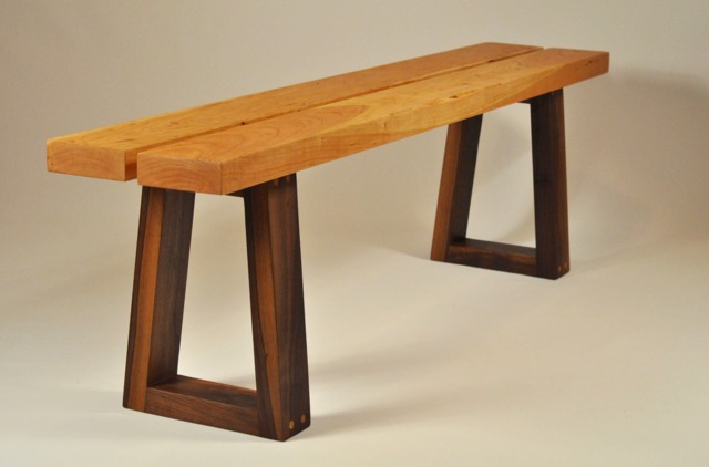 Trapezoid Modern Wood Bench - image 1