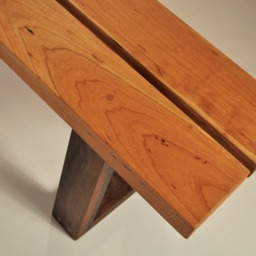 Trapezoid Modern Wood Bench - thumbnail 4