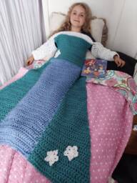 Crocheted Princess Dress Blanket Custom Colors, Infant To Plus Size - thumbnail 1