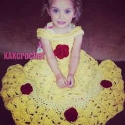 Crocheted Princess Dress Blanket Custom Colors, Infant To Plus Size - thumbnail 2