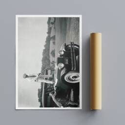 Vintage Golfer On Car Canvas Print - Golfing History Wall Art - thumbnail 3
