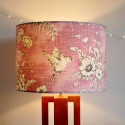 Pink Bird Lampshade 20cm 25cm 30cm 35cm 40cm Drum Lamp Shade - Vintage Birds Shade, Dusky Pink, Handmade Home Decor Ceiling Table - thumbnail 2