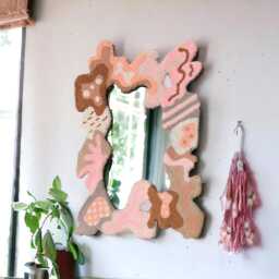 Handmade Tufted Mirror Modern Pastel Punch Needle Wall Art - thumbnail 3