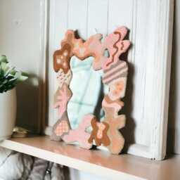 Handmade Tufted Mirror Modern Pastel Punch Needle Wall Art - thumbnail 2