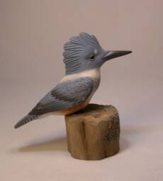 Female Belted Kingfisher Male Hand Carved Wooden Bird