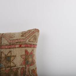 Vintage Turkish Kilim Pillow Cover Handwoven Wool Cushion - 16x16 - thumbnail 3