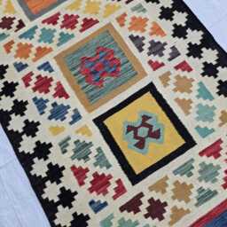 3x10 Ft Handmade Afghan Kilim Runner - Wool Hallway Rug Colorful Boho Corridor Carpet - thumbnail 3