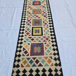 3x10 Ft Handmade Afghan Kilim Runner - Wool Hallway Rug Colorful Boho Corridor Carpet - thumbnail 2
